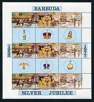 Coronation of QEII Mint Sheet of 9 Barbuda, 1977
